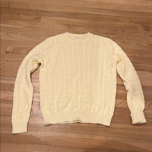 Brandy Melville Pale Yellow Cable Knit Crewneck Sweater